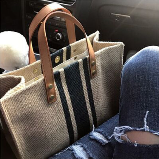 Bolso tote de lona a rayas – foto 2