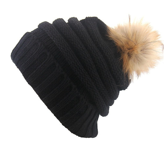 Gorro con vuelta y pompón de pelo – foto 2