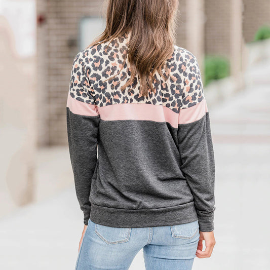 Camiseta de manga larga con canesú de leopardo – foto 2
