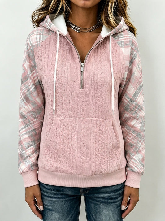 Sudadera de ochos con capucha y mangas de cuadros – foto 2