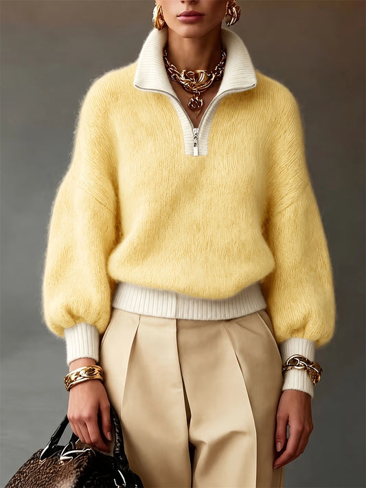 Jersey de punto con cuello polo y media cremallera – foto 2