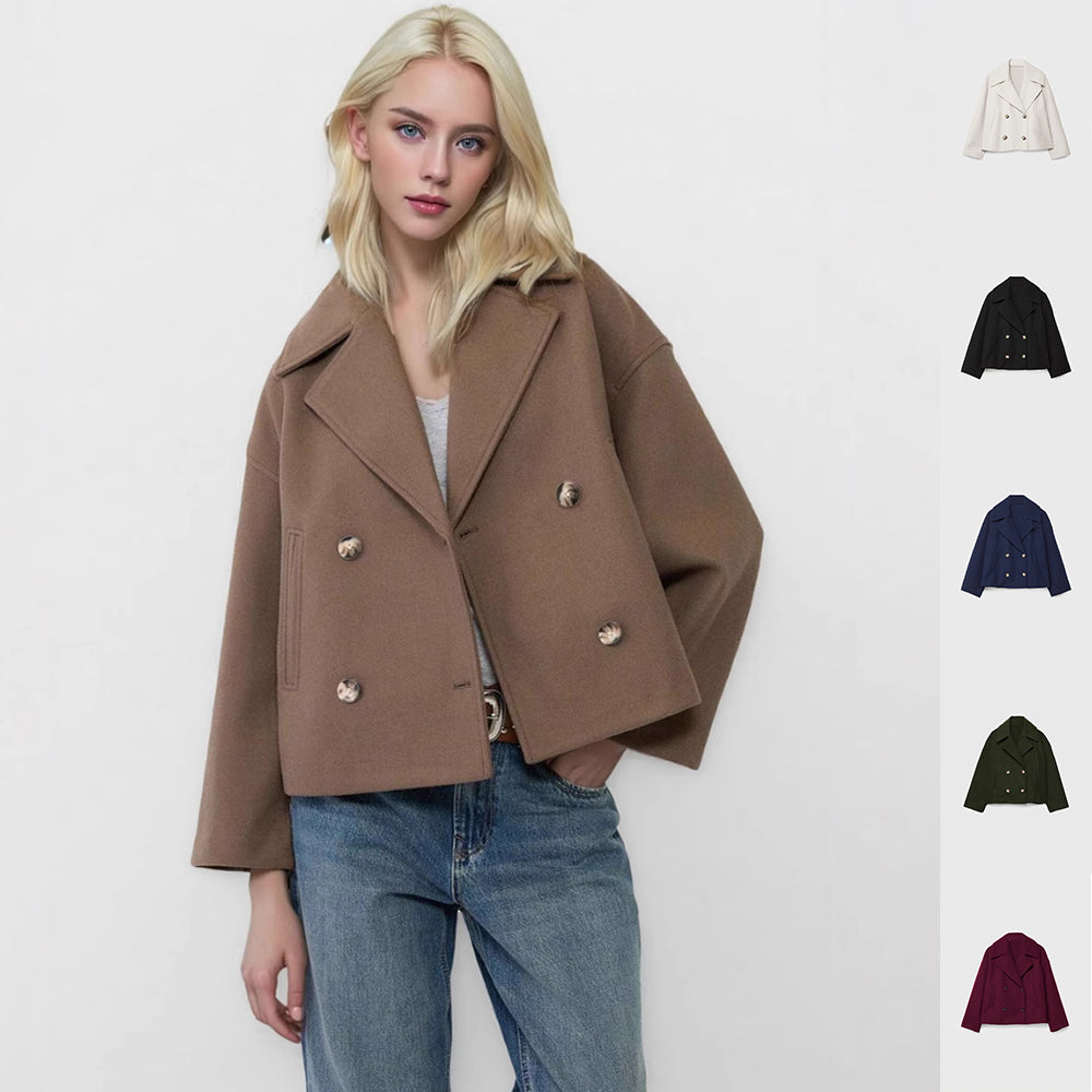 Chaquetón corto cruzado efecto paño – colores disponibles