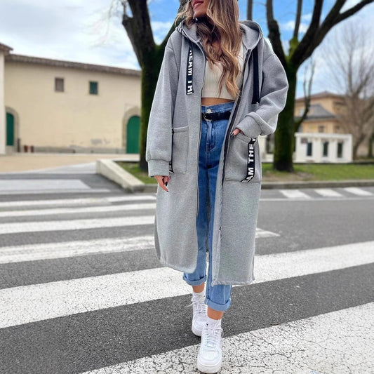 Abrigo sudadera largo con capucha