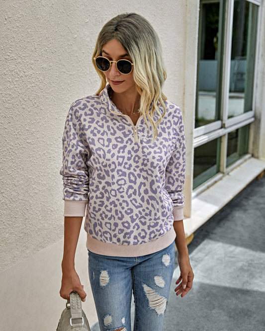 Sudadera de leopardo con media cremallera – foto 2