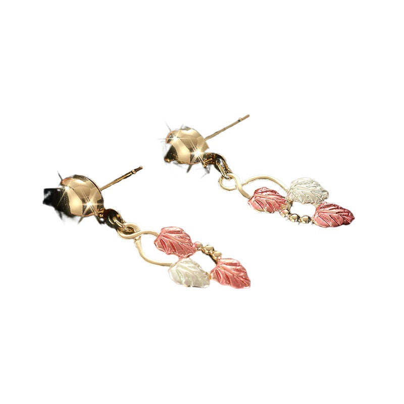 Pendientes de hojas rosas y blancas – foto 4