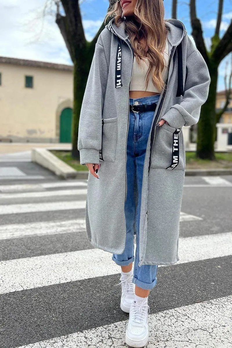 Abrigo sudadera largo con capucha – foto 7