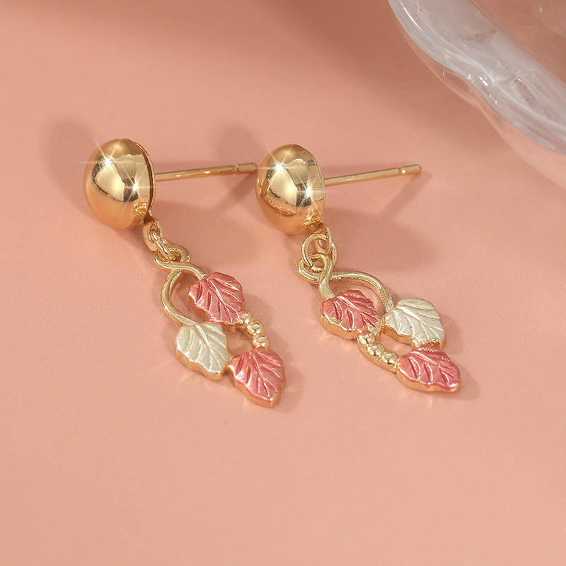 Pendientes de hojas rosas y blancas – foto 3