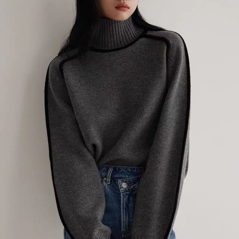 Jersey de cuello alto con ribete en contraste – foto 10