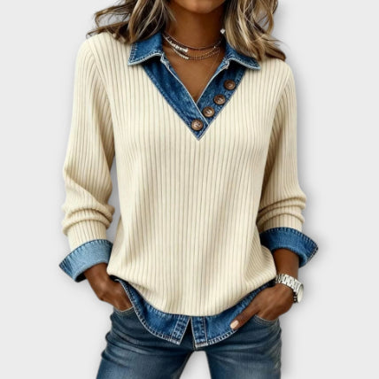 Jersey de canalé con detalles vaqueros – foto 4