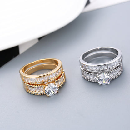 Set de anillo solitario y alianza