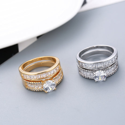 Set de anillo solitario y alianza