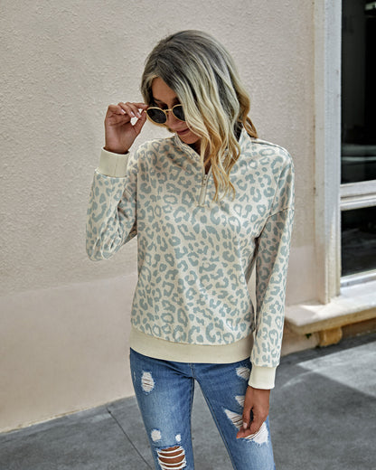 Sudadera de leopardo con media cremallera – foto 3