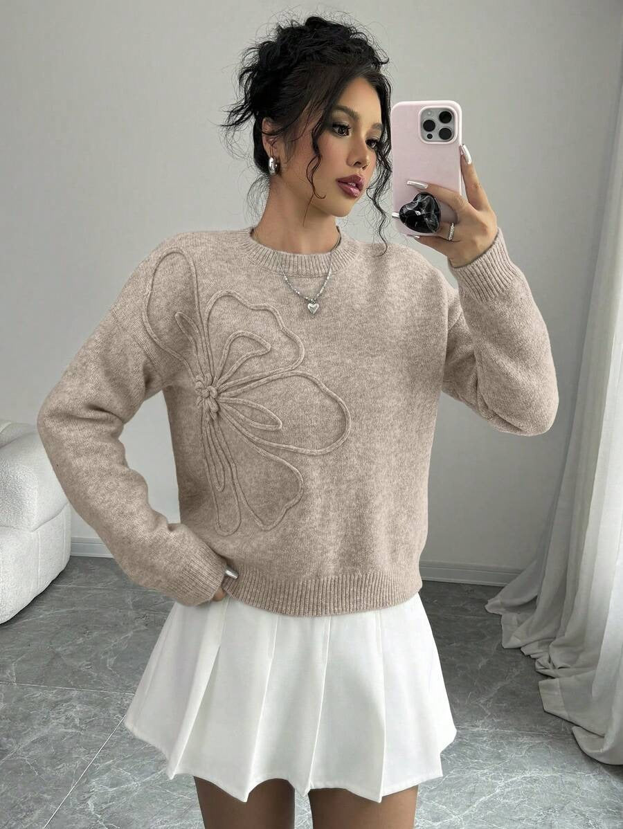 Jersey de cuello redondo con flores – foto 7