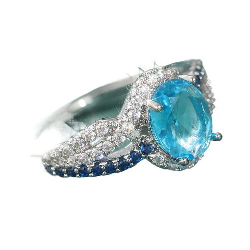 Anillo con cristal azul y circonitas – foto 5