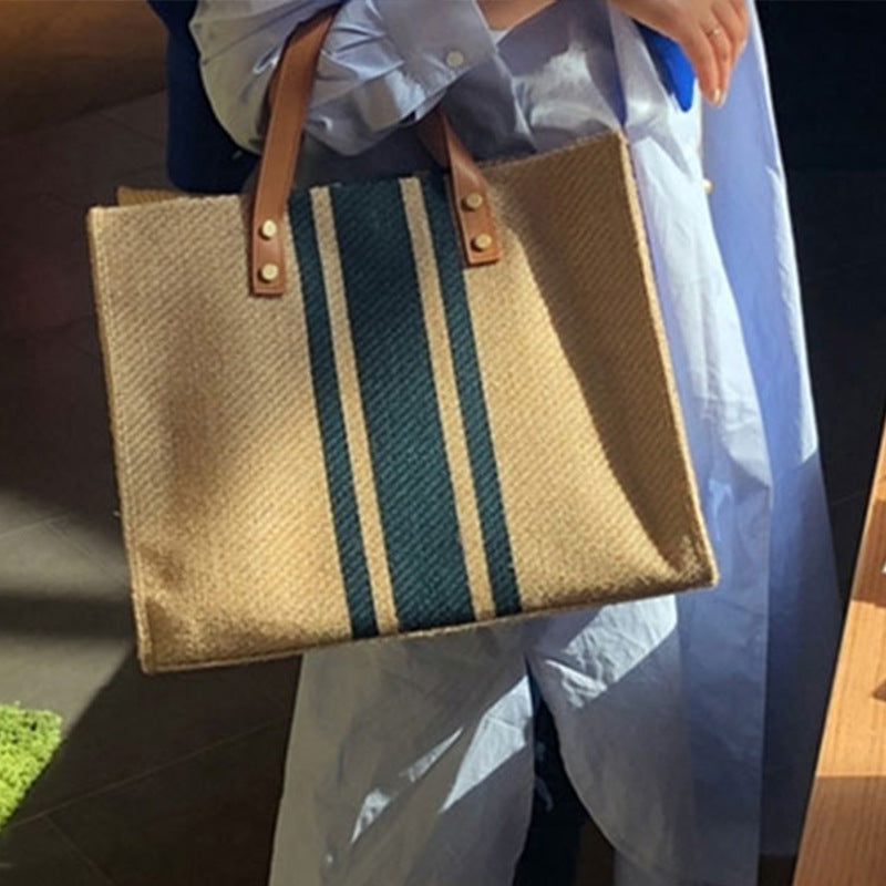 Bolso tote de lona a rayas – foto 5