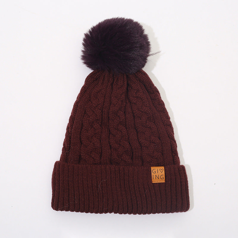 Gorro trenzado forrado con pompón de pelo – foto 4