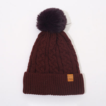 Gorro trenzado forrado con pompón de pelo – foto 4