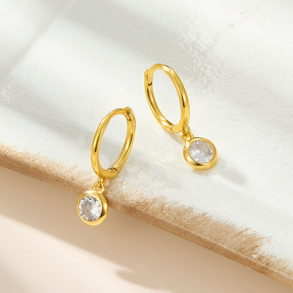 Aros de plata 925 con circonita colgante – foto 2
