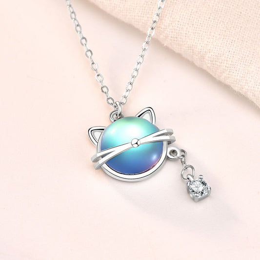 Collar de gato con piedra luna en plata 925 – foto 2