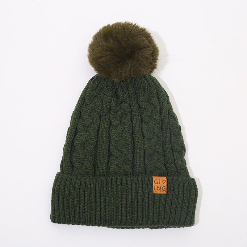 Gorro trenzado forrado con pompón de pelo – foto 5