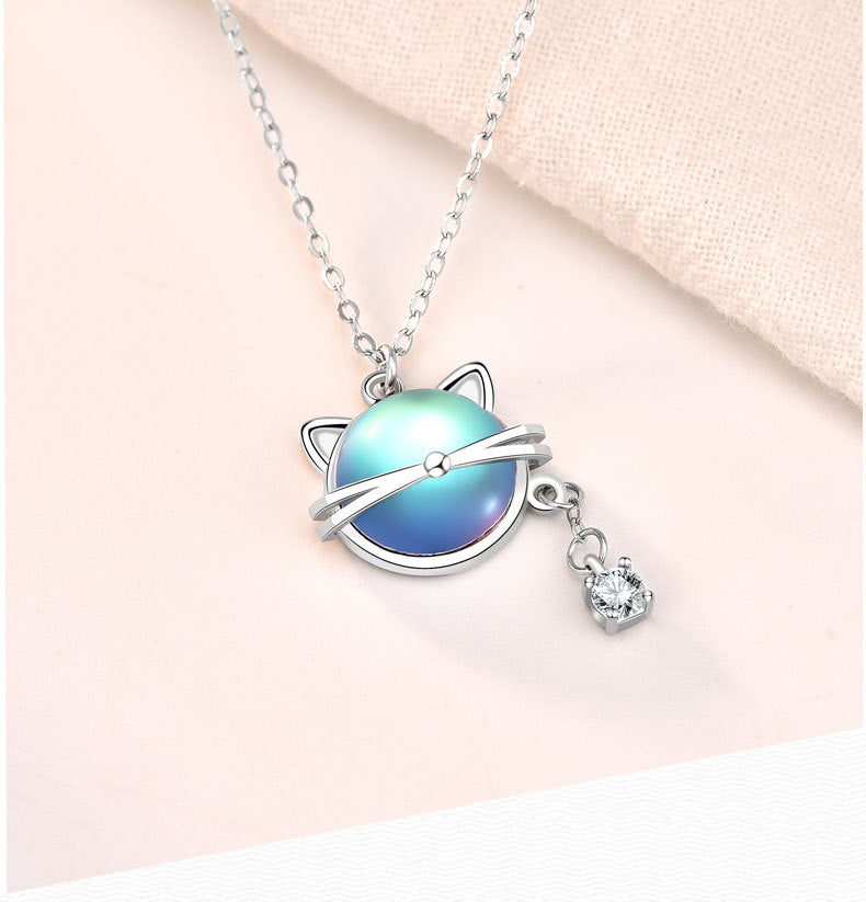 Collar de gato con piedra luna en plata 925 – foto 4