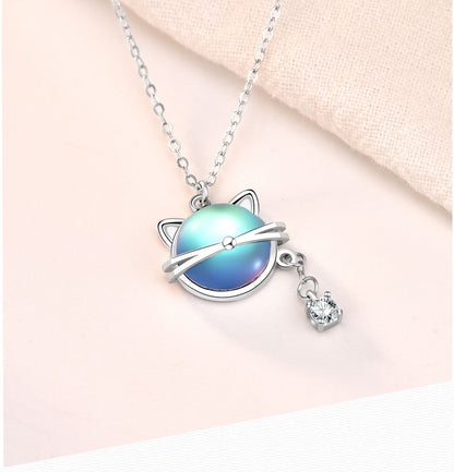 Collar de gato con piedra luna en plata 925 – foto 4