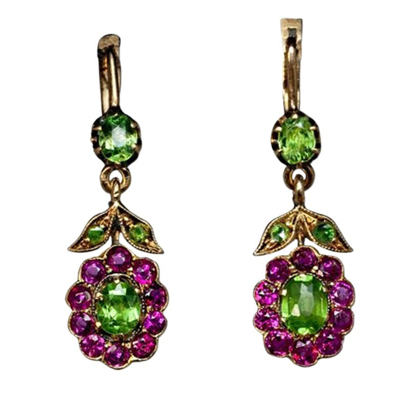 Pendientes largos de flor con cristales verdes – foto 2