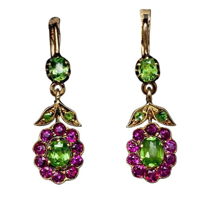 Pendientes largos de flor con cristales verdes – foto 2