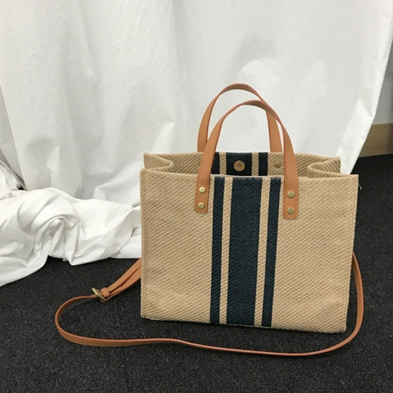 Bolso tote de lona a rayas – foto 3