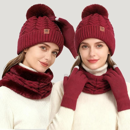 Conjunto de gorro, braga y guantes de punto