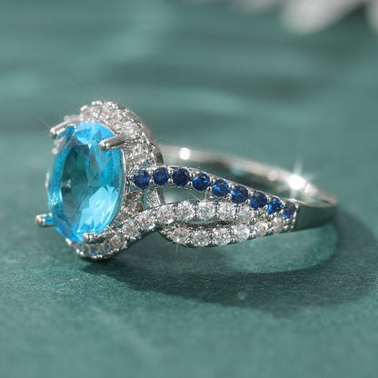 Anillo con cristal azul y circonitas – foto 4