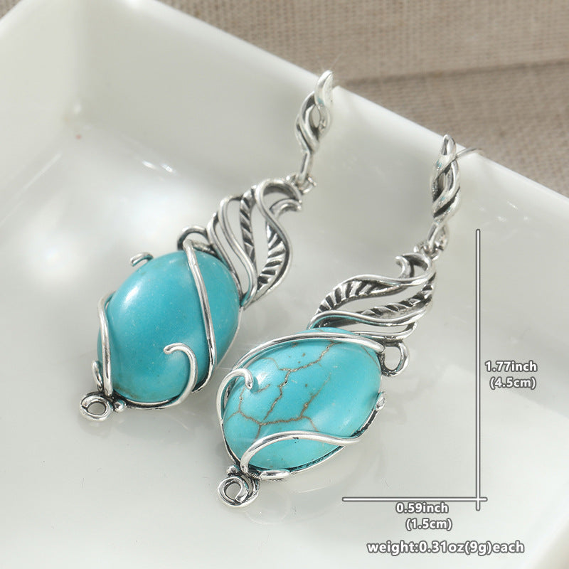 Pendientes boho de piedra turquesa