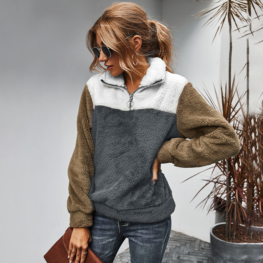 Sudadera de borreguito con media cremallera – foto 2