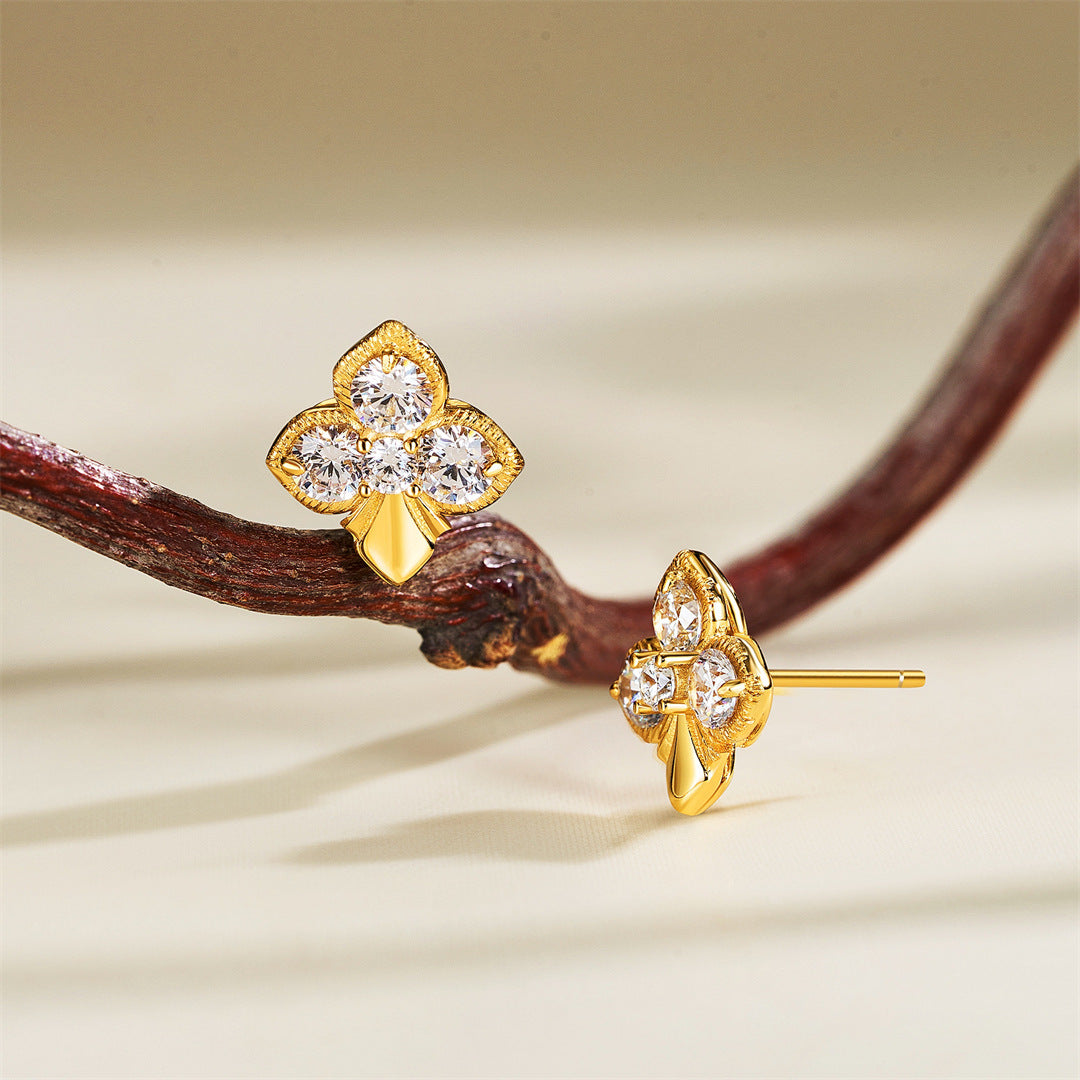 Pendientes de flor en plata 925 con circonitas – foto 3