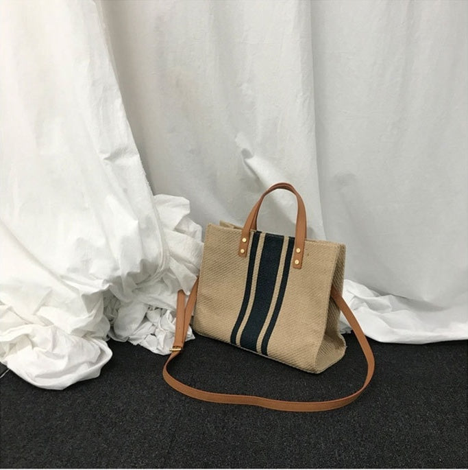 Bolso tote de lona a rayas – foto 7