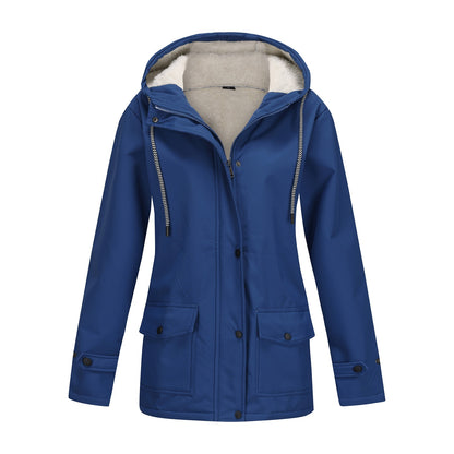 Parka cortavientos con forro polar en color azul marino