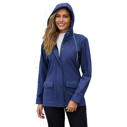 Parka cortavientos con forro polar en azul marino – look