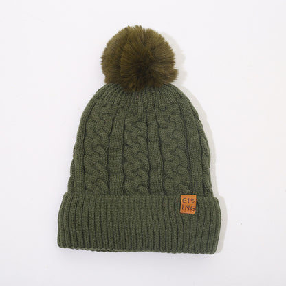 Gorro trenzado forrado con pompón de pelo – foto 6