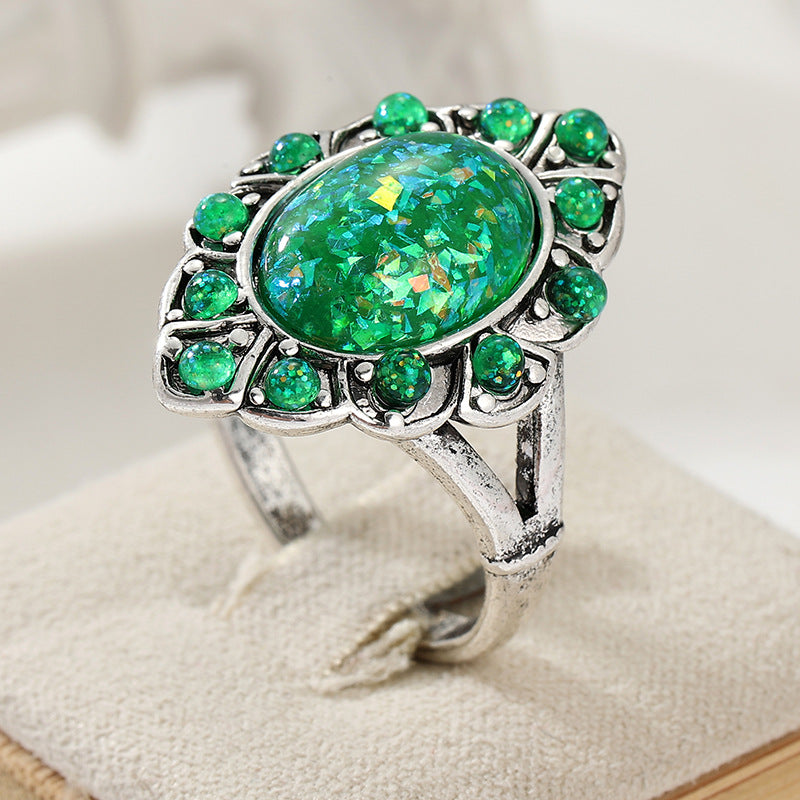 Anillo vintage de piedra verde – foto 2