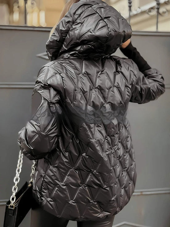 Chaqueta acolchada con capucha y puños de punto – foto 6