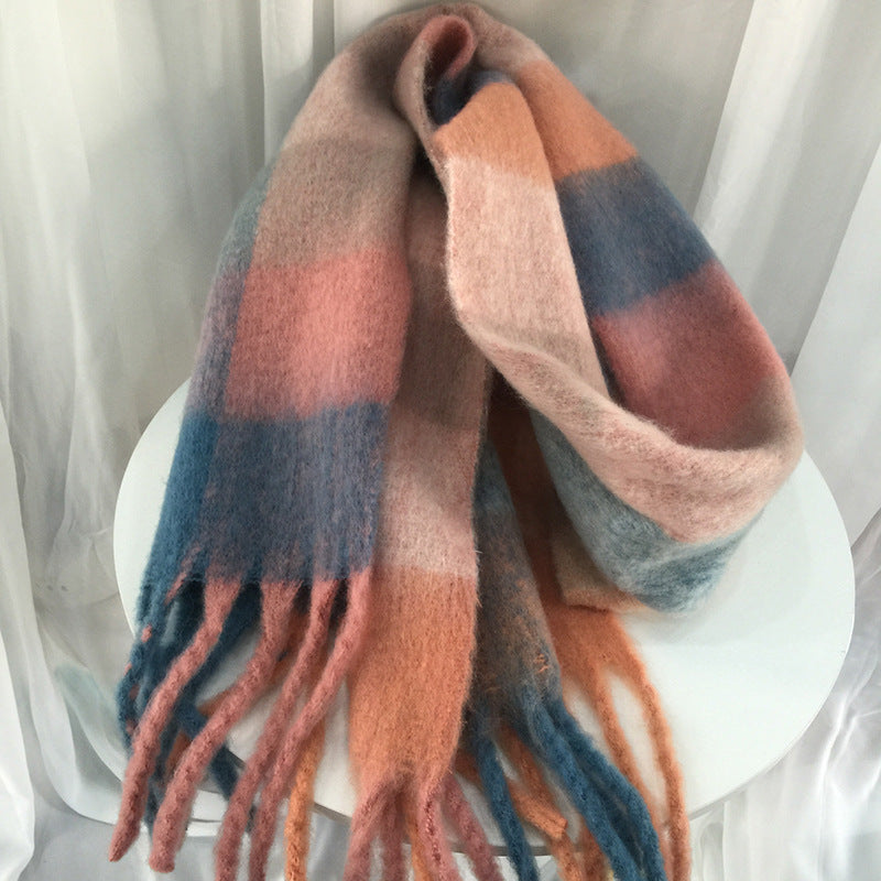Bufanda de cuadros efecto mohair – foto 4