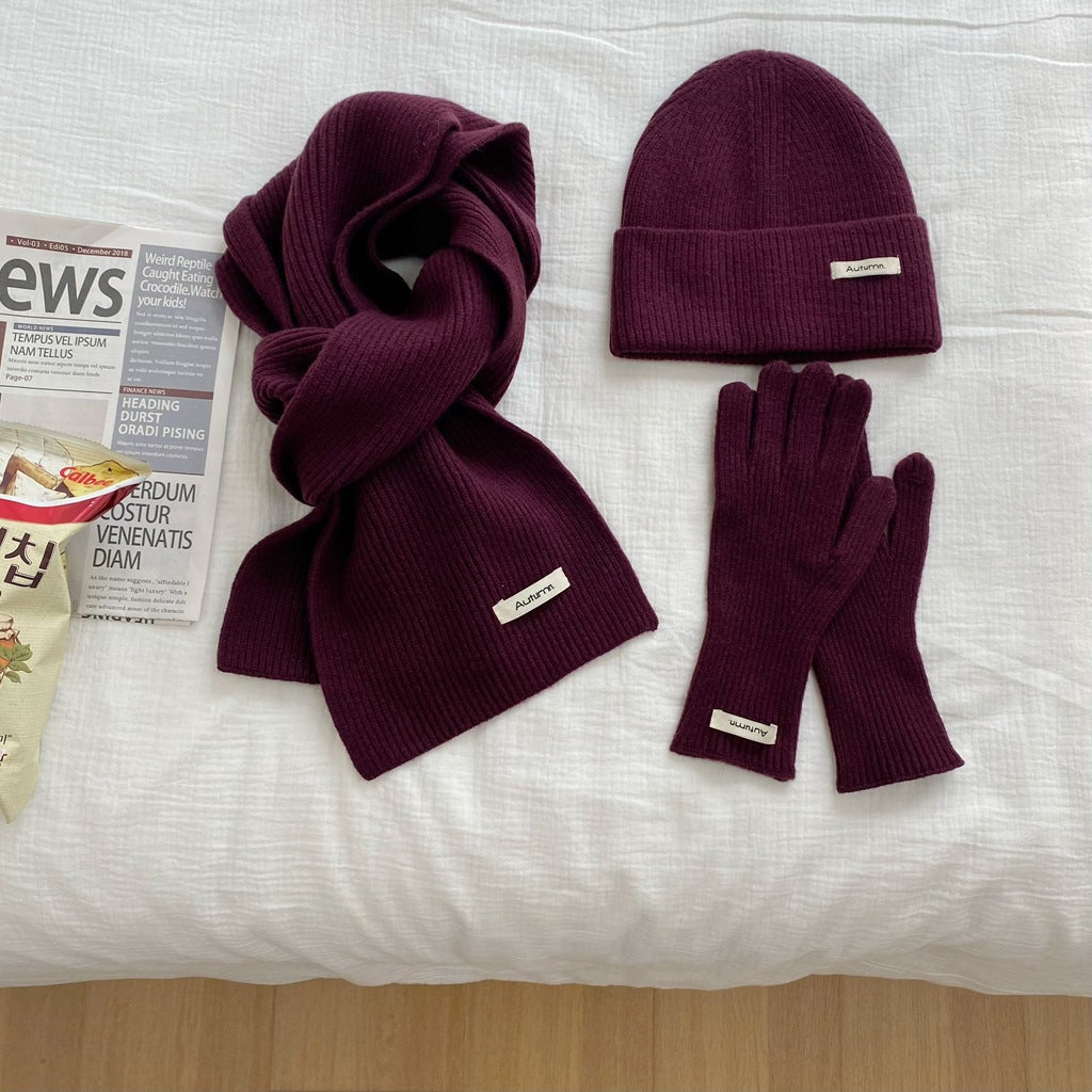 Conjunto liso de gorro, bufanda y guantes – foto 13