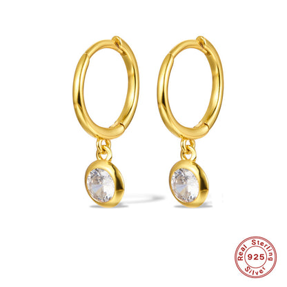 Aros de plata 925 con circonita colgante – foto 3