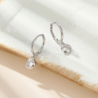 Aros de plata 925 con circonita colgante – foto 4