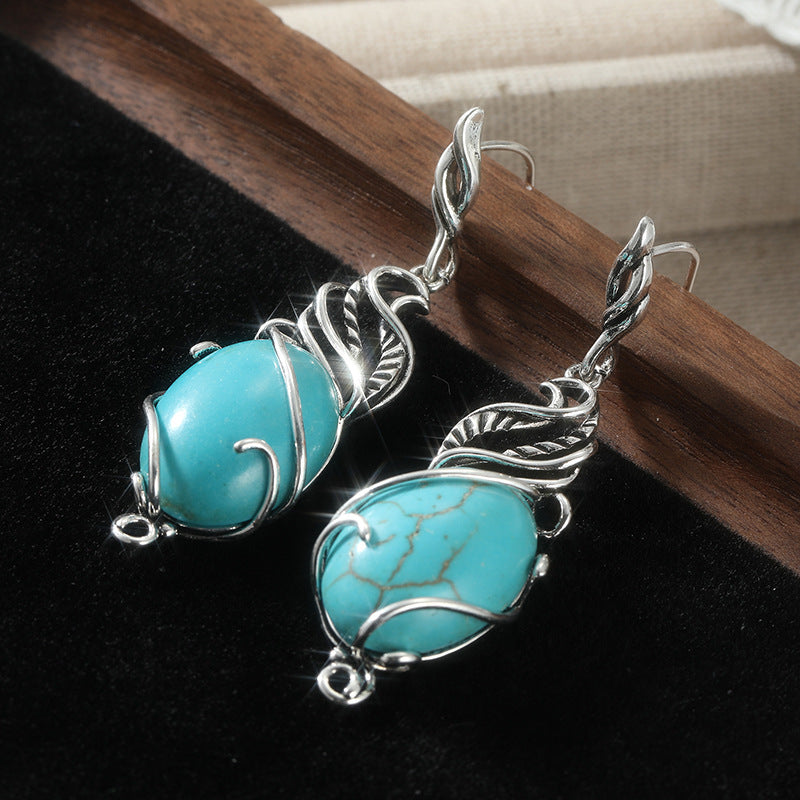 Pendientes boho de piedra turquesa – foto 3