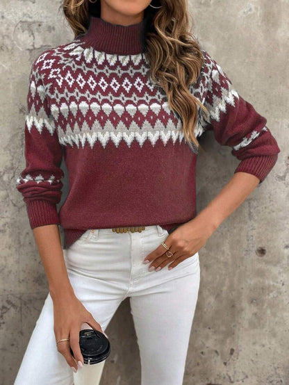 Jersey de cuello alto con jacquard nórdico – foto 8