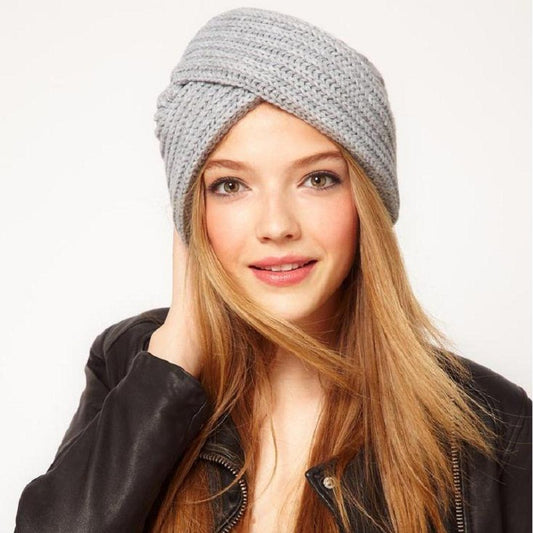 Gorro turbante de punto cruzado