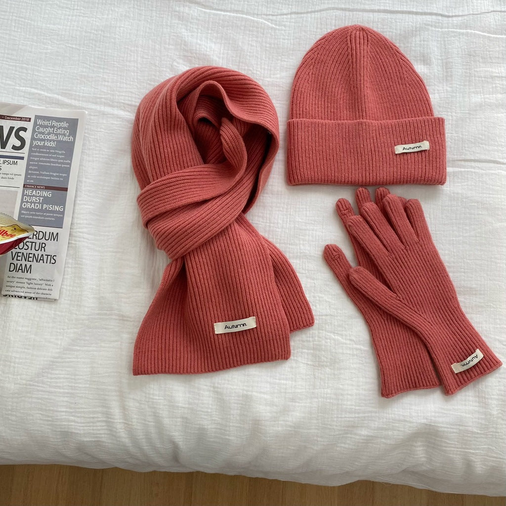 Conjunto liso de gorro, bufanda y guantes – foto 7