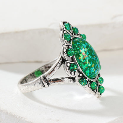 Anillo vintage de piedra verde – foto 3