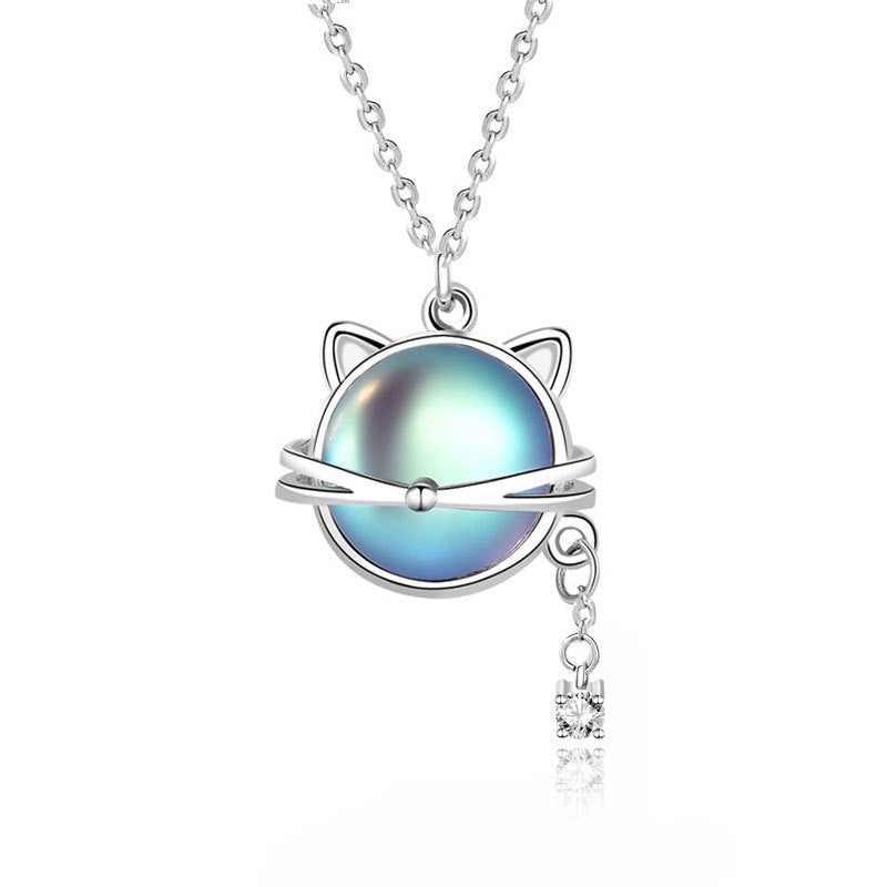 Collar de gato con piedra luna en plata 925 – foto 3